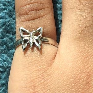Vintage Butterfly Baby 925 Sterling Silver Solid Ring Size 2